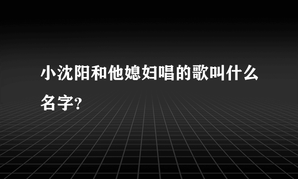 小沈阳和他媳妇唱的歌叫什么名字？