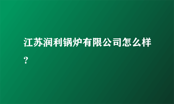 江苏润利锅炉有限公司怎么样？