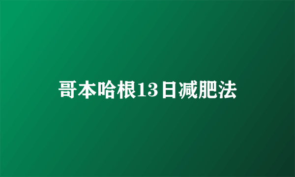 哥本哈根13日减肥法