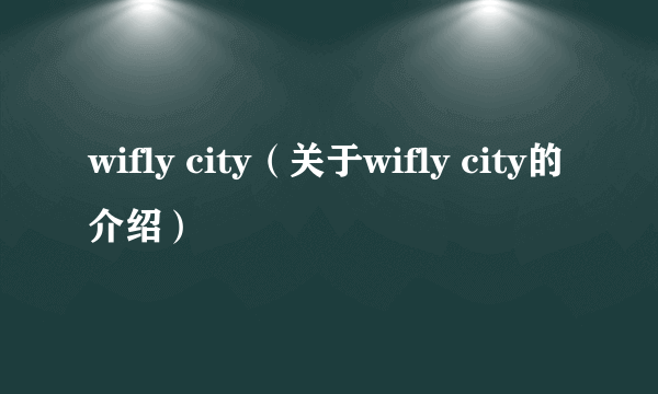 wifly city（关于wifly city的介绍）