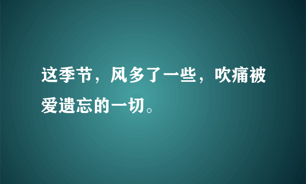 这季节，风多了一些，吹痛被爱遗忘的一切。