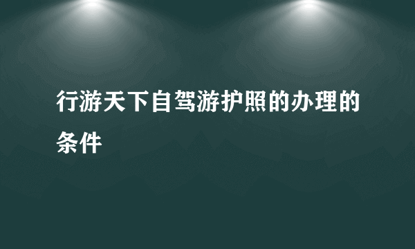 行游天下自驾游护照的办理的条件