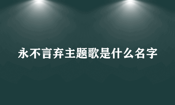 永不言弃主题歌是什么名字
