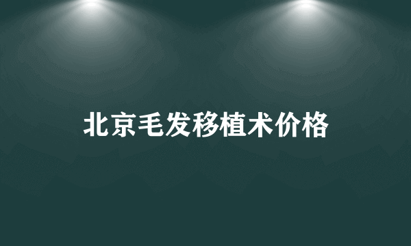 北京毛发移植术价格