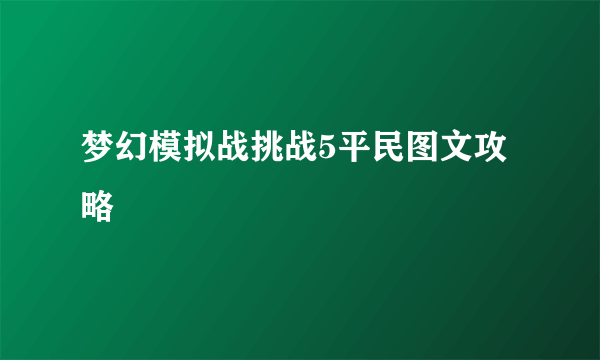 梦幻模拟战挑战5平民图文攻略