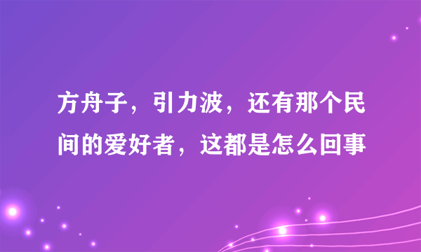 方舟子，引力波，还有那个民间的爱好者，这都是怎么回事