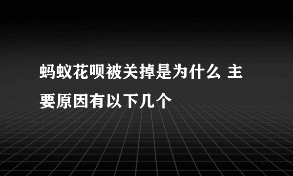 蚂蚁花呗被关掉是为什么 主要原因有以下几个