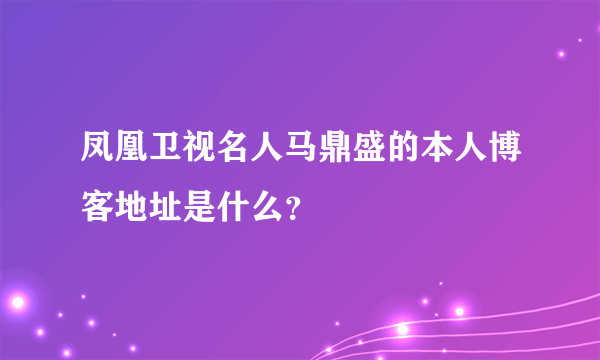凤凰卫视名人马鼎盛的本人博客地址是什么？