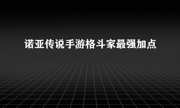 诺亚传说手游格斗家最强加点
