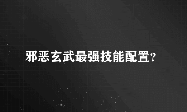 邪恶玄武最强技能配置？