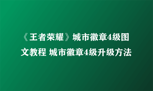 《王者荣耀》城市徽章4级图文教程 城市徽章4级升级方法