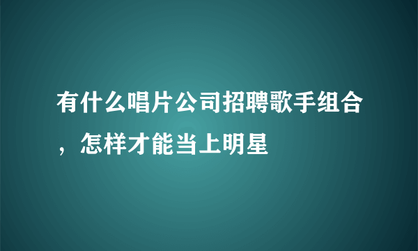 有什么唱片公司招聘歌手组合，怎样才能当上明星