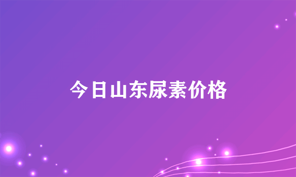 今日山东尿素价格