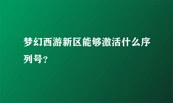 梦幻西游新区能够激活什么序列号？
