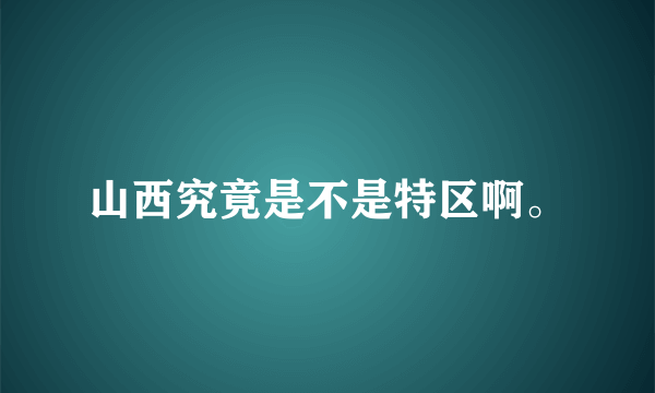 山西究竟是不是特区啊。