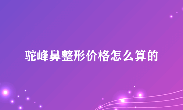 驼峰鼻整形价格怎么算的