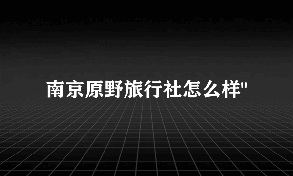 南京原野旅行社怎么样