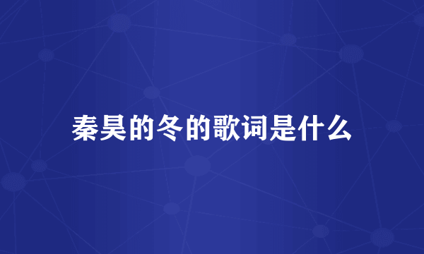 秦昊的冬的歌词是什么