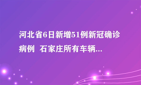 河北省6日新增51例新冠确诊病例  石家庄所有车辆及人员均不出市