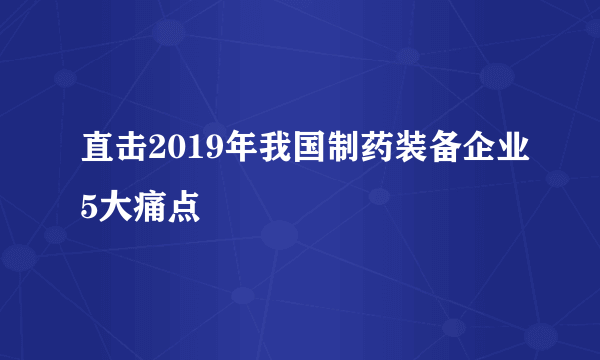 直击2019年我国制药装备企业5大痛点