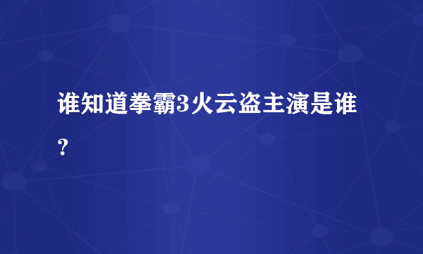 谁知道拳霸3火云盗主演是谁？