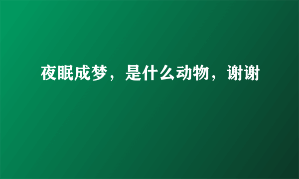 夜眠成梦，是什么动物，谢谢