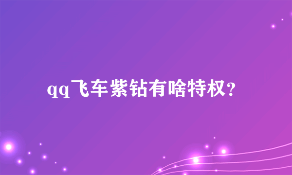 qq飞车紫钻有啥特权？