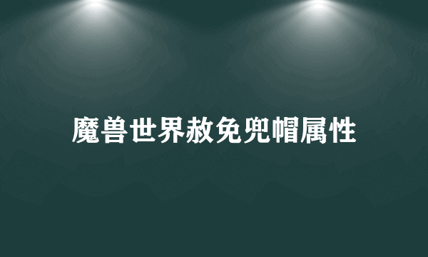 魔兽世界赦免兜帽属性