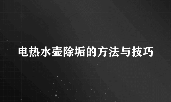电热水壶除垢的方法与技巧
