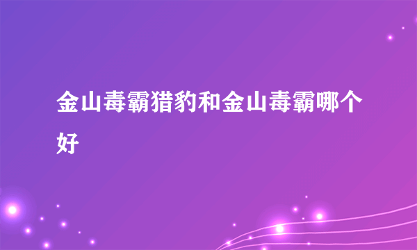 金山毒霸猎豹和金山毒霸哪个好