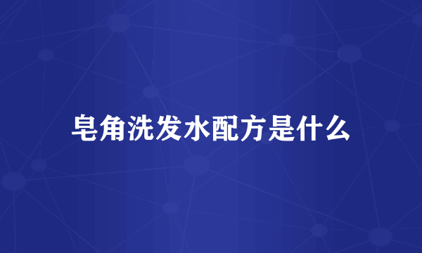 皂角洗发水配方是什么