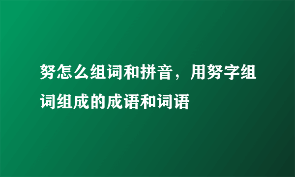 努怎么组词和拼音，用努字组词组成的成语和词语
