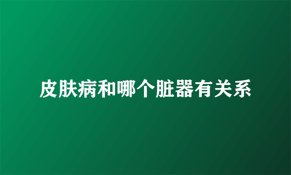 皮肤病和哪个脏器有关系