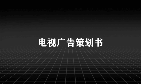 电视广告策划书