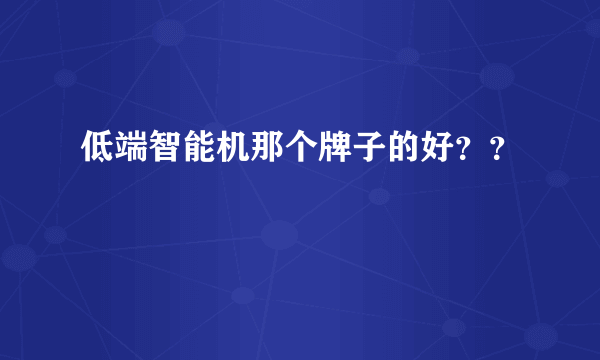 低端智能机那个牌子的好？？