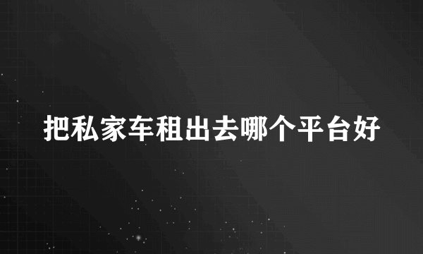 把私家车租出去哪个平台好