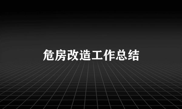 危房改造工作总结