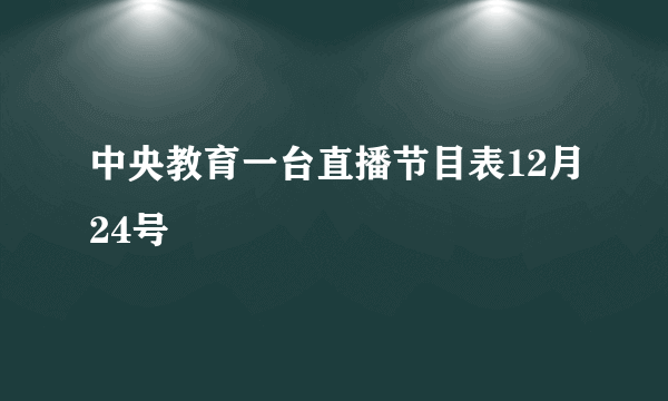 中央教育一台直播节目表12月24号