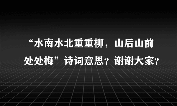“水南水北重重柳，山后山前处处梅”诗词意思？谢谢大家？