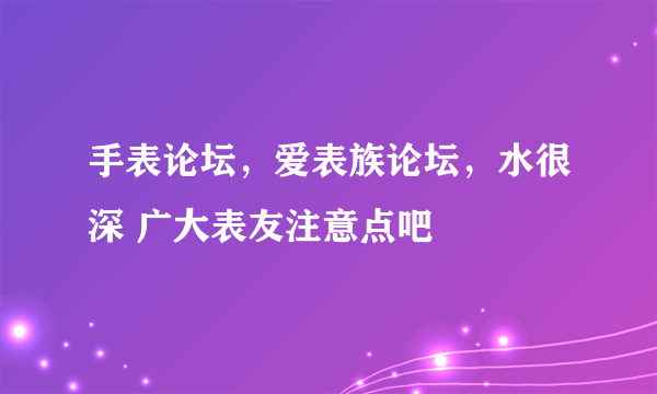 手表论坛，爱表族论坛，水很深 广大表友注意点吧