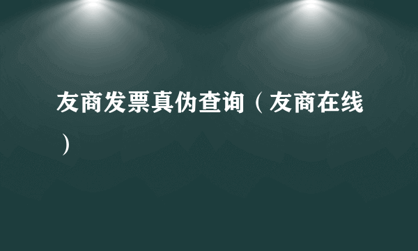 友商发票真伪查询（友商在线）