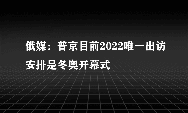 俄媒：普京目前2022唯一出访安排是冬奥开幕式