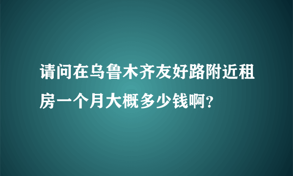 请问在乌鲁木齐友好路附近租房一个月大概多少钱啊？