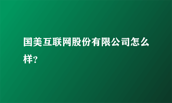 国美互联网股份有限公司怎么样？