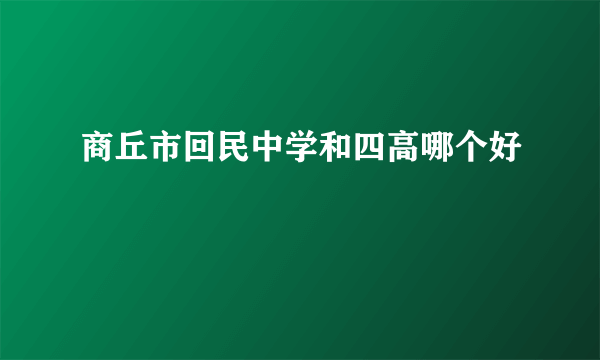 商丘市回民中学和四高哪个好