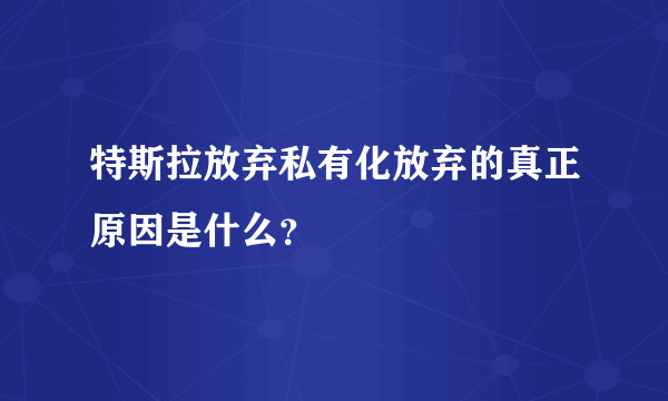 特斯拉放弃私有化放弃的真正原因是什么？