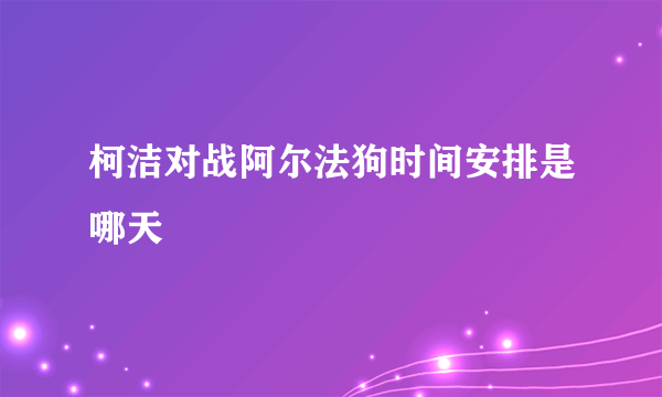 柯洁对战阿尔法狗时间安排是哪天