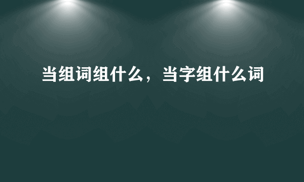 当组词组什么，当字组什么词