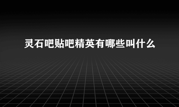 灵石吧贴吧精英有哪些叫什么
