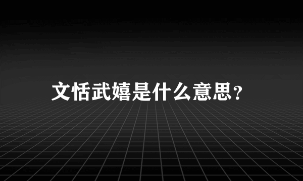文恬武嬉是什么意思？